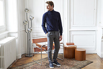 Men's Light Grey Melange Dress Trousers Jogpant style - LORIAN