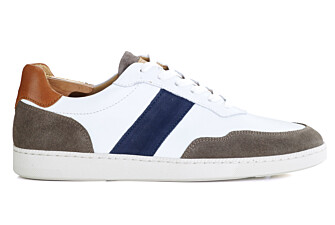 White Taupe and Navy Men's leather Trainers - BERRINGA
