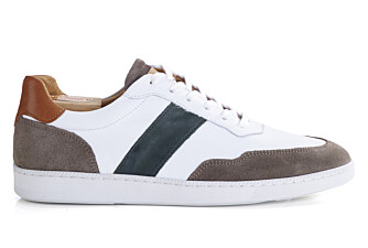White Taupe and Green Men's leather Trainers - BERRINGA