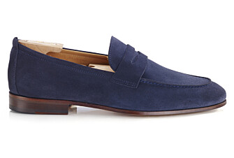 Navy Suede Men's penny Shoes - CEVIO