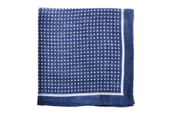 Navy and White Dotted Linen Pocket Square