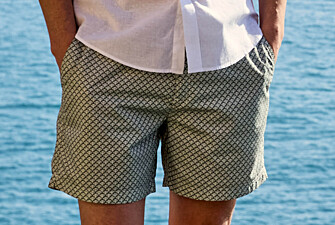 Men’s sage green patterned swim shorts - BRENTAN