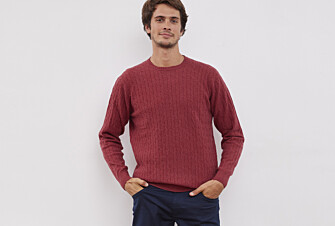 Red melange wool with cord pattern jumper - CONTOR