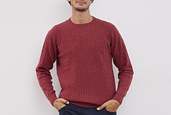 Red melange wool with cord pattern jumper - CONTOR