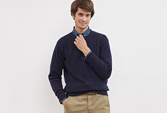 Navy Blue wool with cord pattern jumper - CONTOR