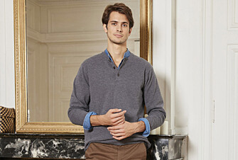 Middle Grey Melange henley style wool jumper - CULIAN
