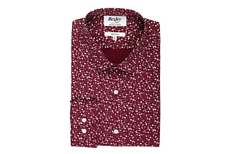Dark red shirt with Taupe pattern print - MÉDÉRIC
