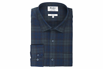 Navy Flannel shirt with dark green checks - CÉCILIEN