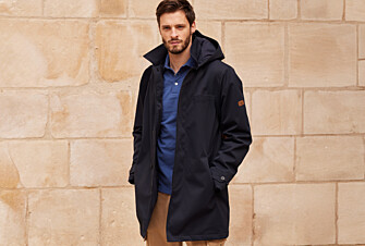 Dark navy padded Men's trench coat - AURESTILDE