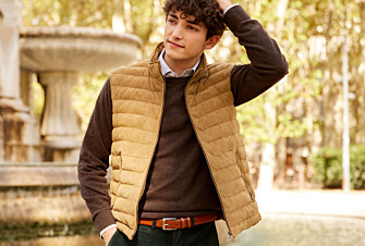 Hazelnut leather sleeveless Down Jacket - NIKLAS