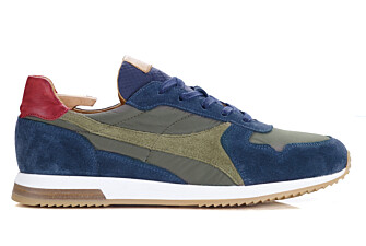 Navy Velvet and Khaki Men's leather Trainers - BOLWARRA