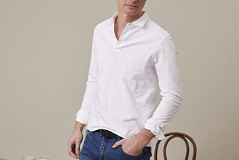 White Men's long sleeve polo shirt - AIDEN ML