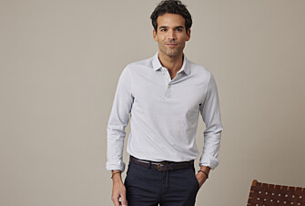 Light Blue Men's long sleeve polo shirt - AIDEN ML