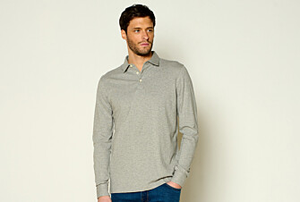 Light Grey Melange Men's long sleeve polo shirt - AIDEN ML