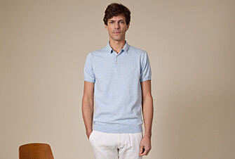 Men's light blue heathered polo - BRAIDEN