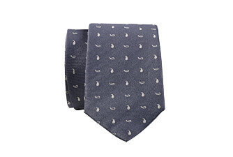 Grey and Ecru Mulberry Silk Tie