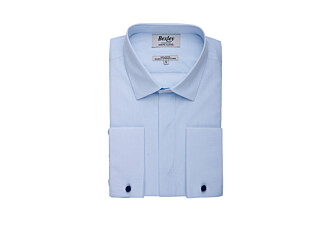 Pale Blue shirt with French cuffs and covered placket - OLIVIO