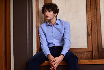Light Blue & White Cotton shirt - Straight collar - VALAIRE