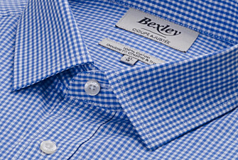 Light Blue & White Cotton shirt - Straight collar - VALAIRE