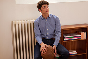 Blue & White Cotton shirt - Straight collar - VALAIRE