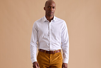 White shirt with green checks - Straight collar - SERGIUS