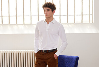 White Men's long sleeve polo shirt - ALEC II ML