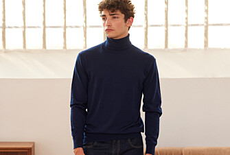 Navy Wool roll-neck jumper - EMERINOS