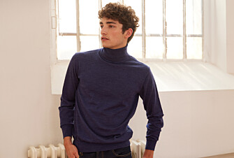 Dark Blue Melange Wool roll-neck jumper - EMERINOS