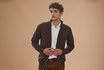 Men's dark chocolate wool cardigan - KANTHER