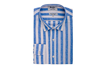 Blue & White striped cotton linen shirt - BRUNIEN