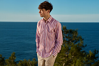 Cotton and linen striped shirt in Basque red and white - BRUNIEN
