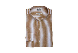 Camel Chambray & White stripes seersucker shirt  - DALBERT
