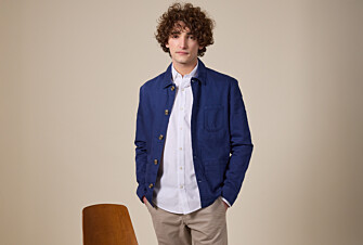 Indigo men's cotton/linen  painter jacket - FAUSTINIEN