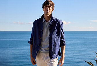 Indigo men's cotton/linen  painter jacket - FAUSTINIEN