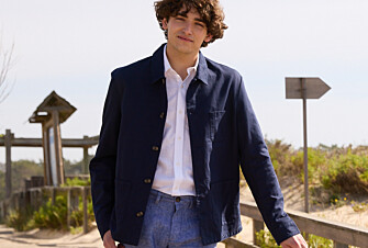 Navy Blue men's cotton/linen painter jacket - FAUSTINIEN