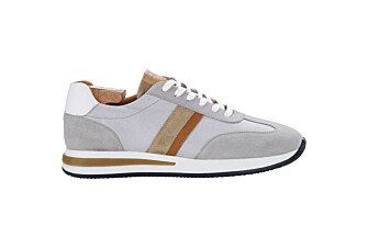 Light Grey & Beige Men's leather trainers - KEILIRA