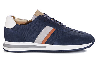 Navy blue and white suede Men's Trainers - KEILIRA