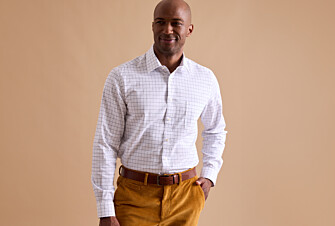 White twill shirt with blue check pattern - IRMOND