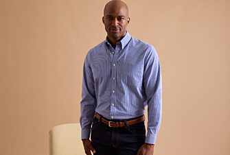 Blue shirt with white checks - American collar - JACEN