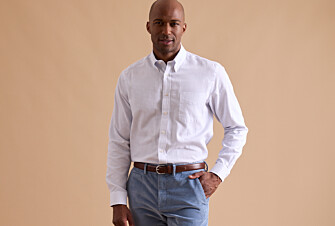 Men's white shirt with blue checks - DALLEN