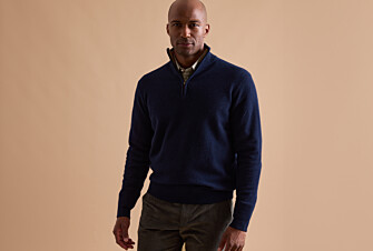 Mottled Navy and Hazelnut half-zip wool jumper - KEYDEN