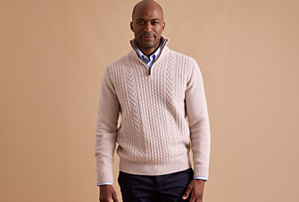 Light Beige half-zip wool jumper - KENLEY