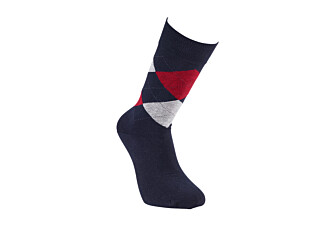 Thick cotton socks with diamond pattern Navy and Red