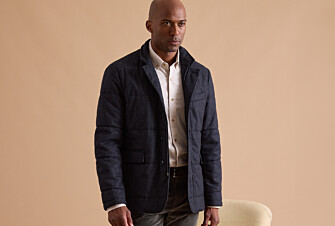 Dark Blue Melange Quilted Jacket - THÉOPHILE