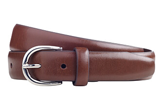 Patina Cognac leather belt for men - SANDGATE SILVER