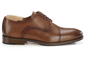 Men's Derbies Patina Cognac leather sole with rubber pad - MAYWELL PATIN