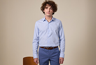 Light blue and white striped shirt - French collar - LEONDRE