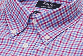 Men's shirt in cotton with white, blue, and pink checks - CULLEN