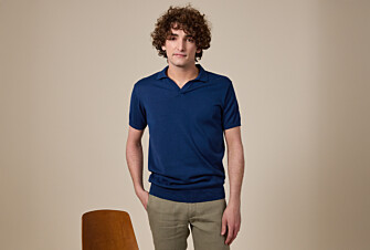 Men’s Dress Knit Polo Shirt Without Buttons Indigo - BRAVEN