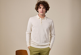 Men’s Dress Knit Pullover Ecru  - Polo Collar - BRAIDEN ML